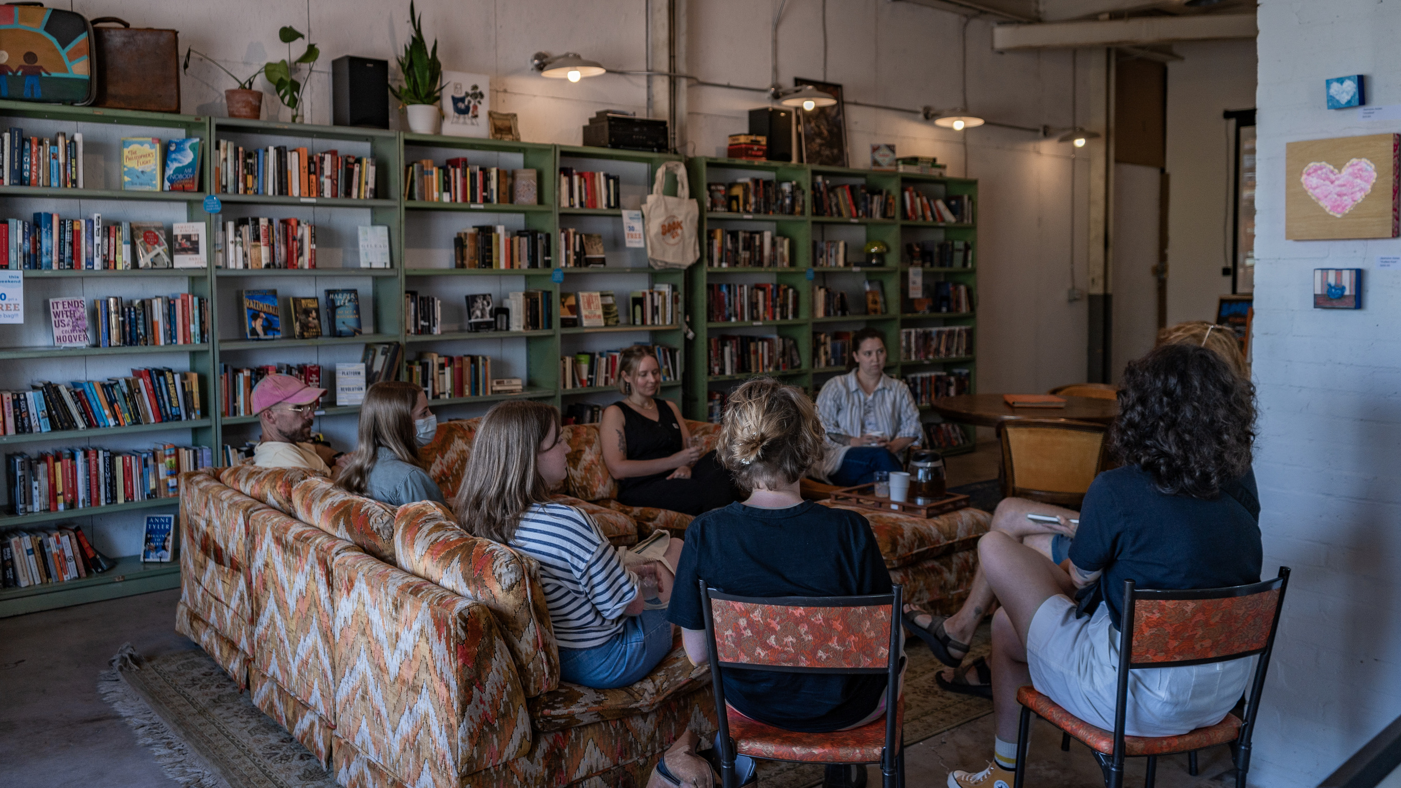 A book club meeting at Bookish